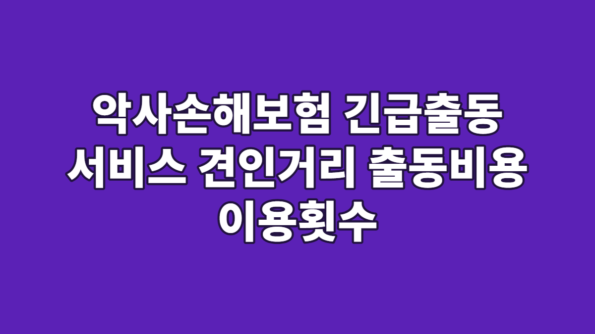 악사손해보험 긴급출동 서비스 견인거리 출동비용 이용횟수